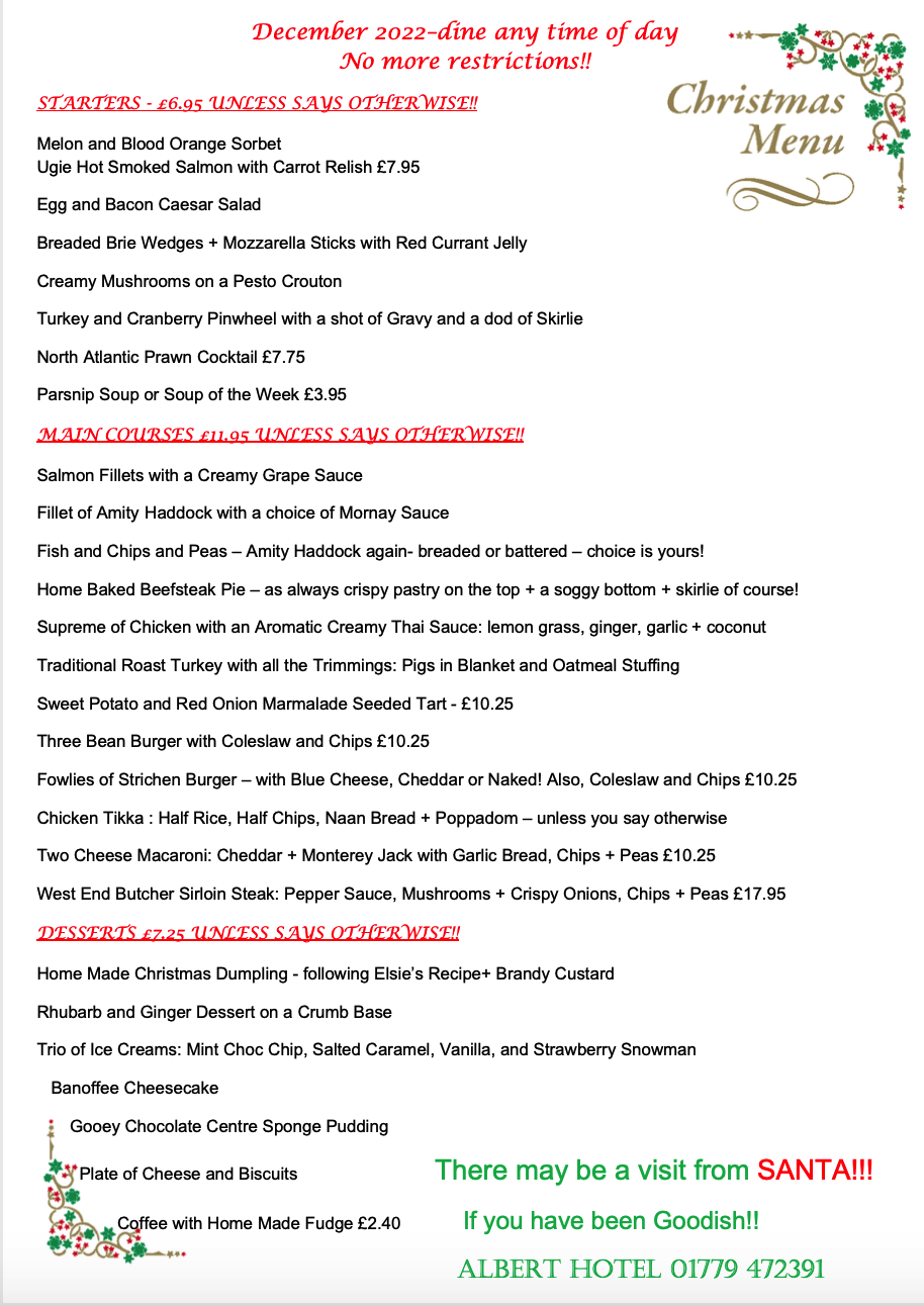 Festive menu